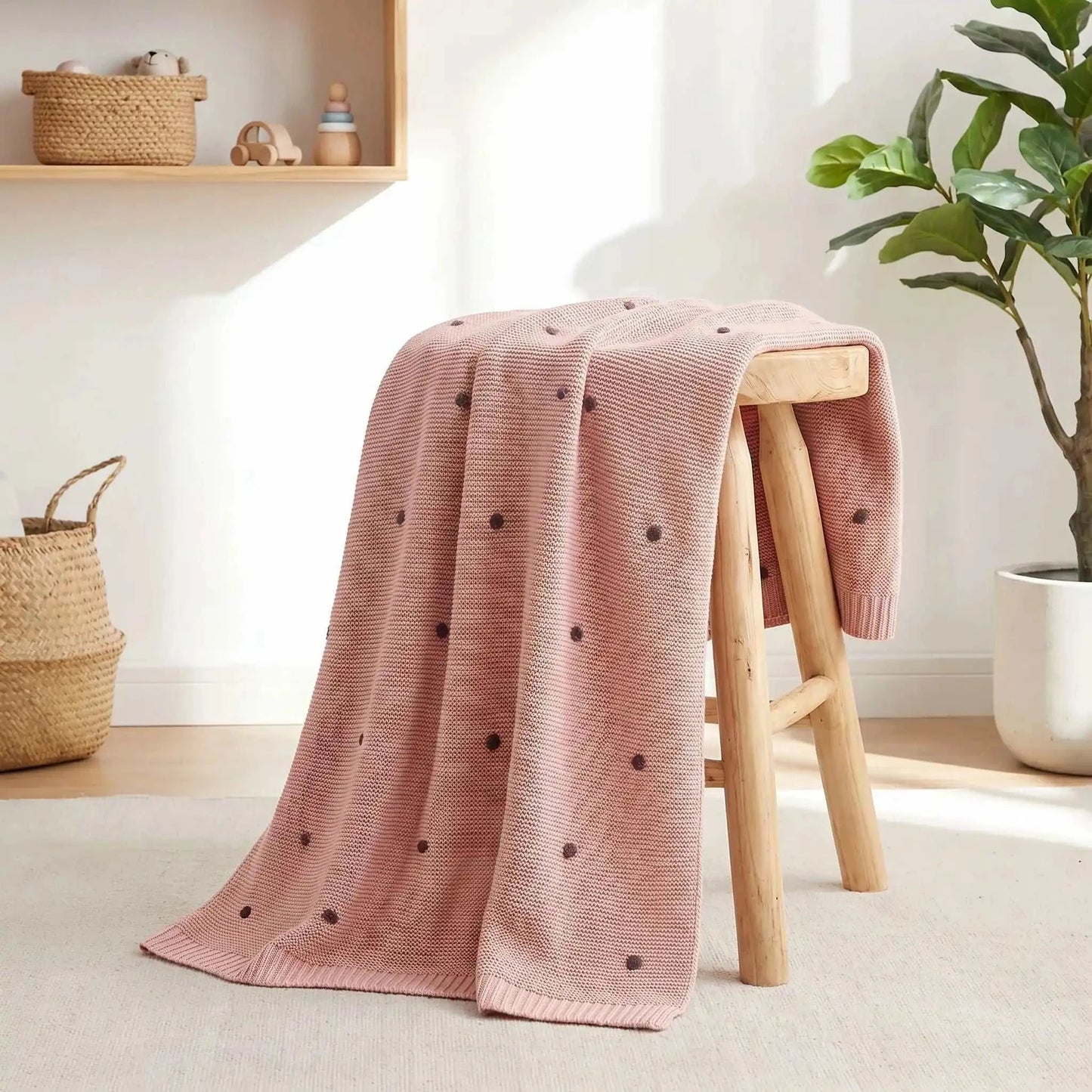 couverture bébé tricot en coton pur coloris pastel pour confort toute saison