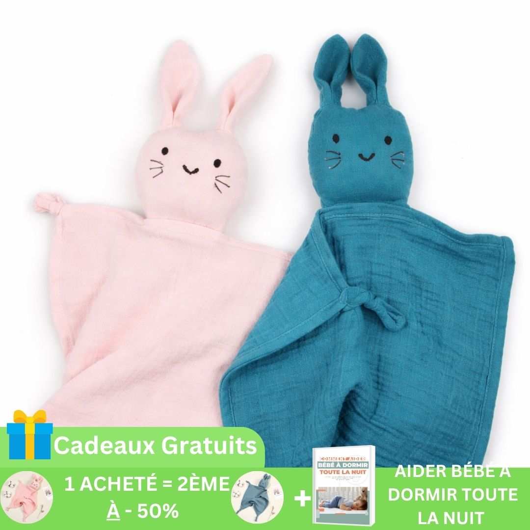 deux doudous vert et rose 