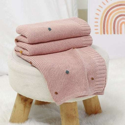Couverture bebe tricot rose 