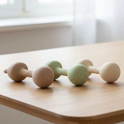 Anneau de dentition taupe vert beige