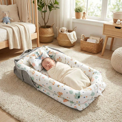 bébé dans son reducteur de lit pour bebe dans sa chambre