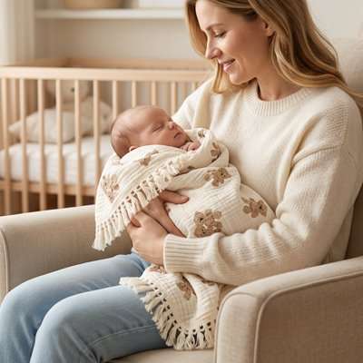 bébé dans une couverture bébé dans les bras de maman