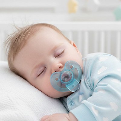  bebe dort avec sa tétine bébé 