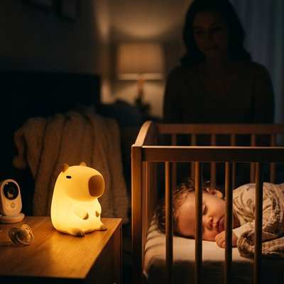 bebe dort paisiblement a coter de sa veilleuse bébé 