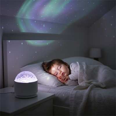 bebe dort paisiblement a coter de sa veilleuse projection 