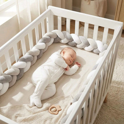 bébé dort profondément entourer de tour de lit tresse
