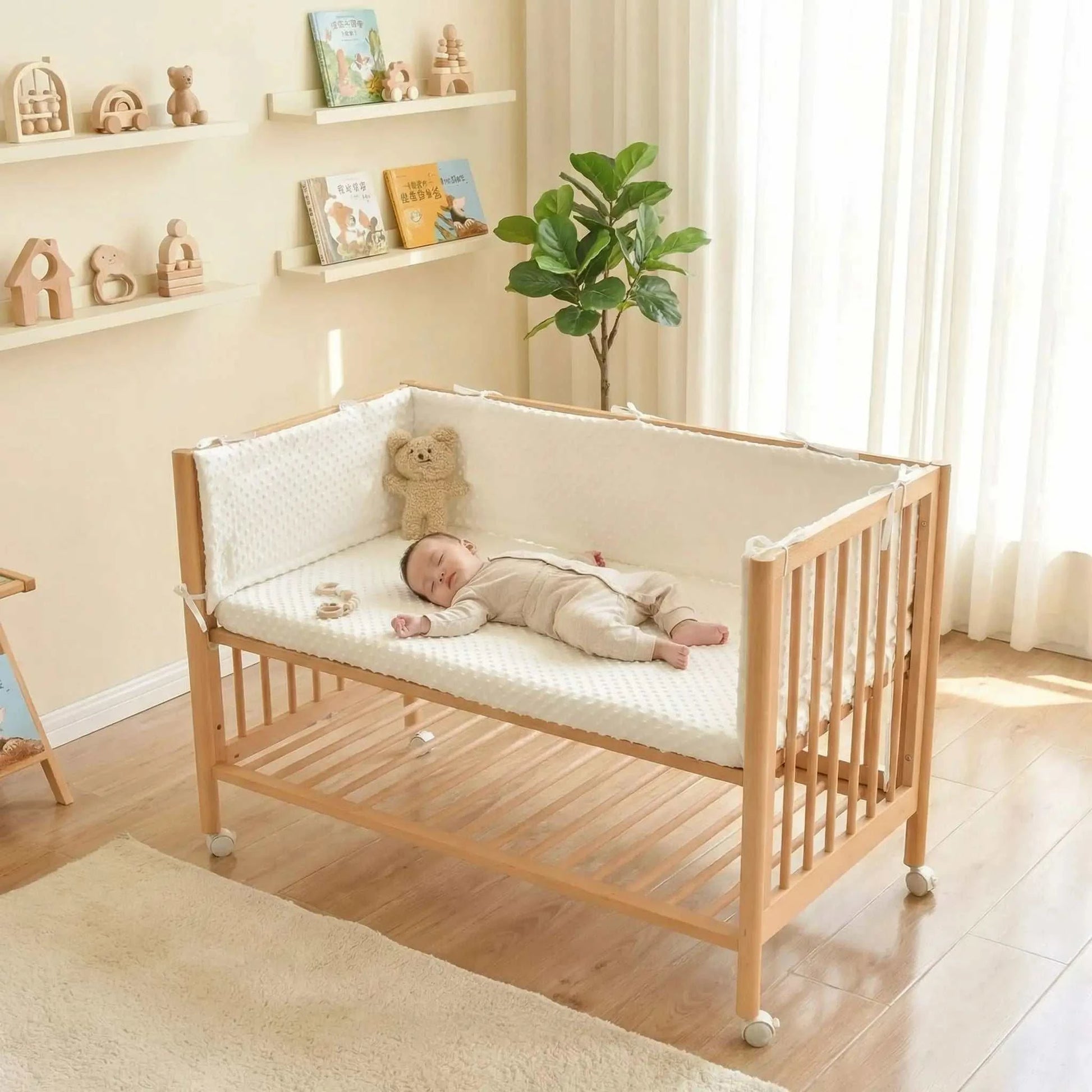 bébé dort tour de lit bebe cocon blanc