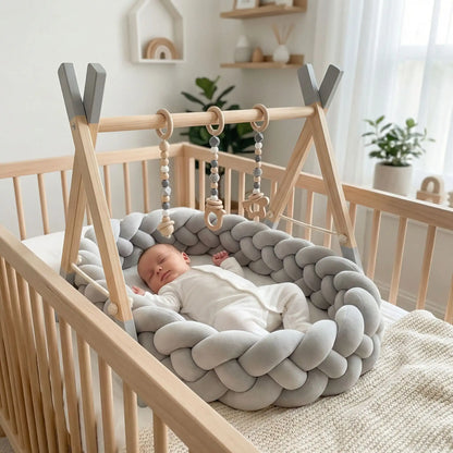 bébé endormis entourer de tresse de-lit