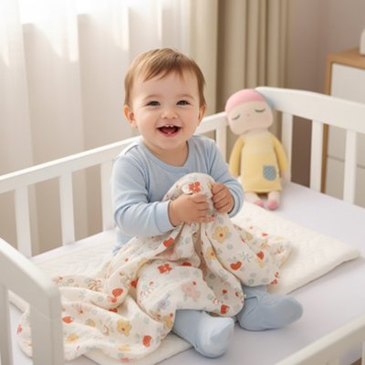 bébé  jour avec sa Couverture bébé 