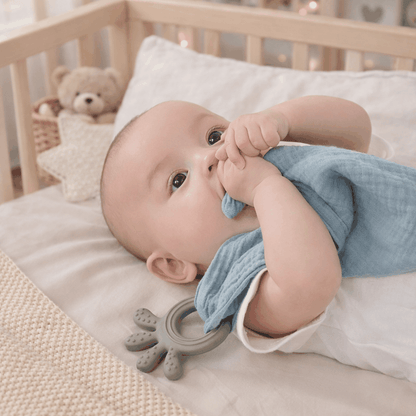 bébé mordille son doudou bébé