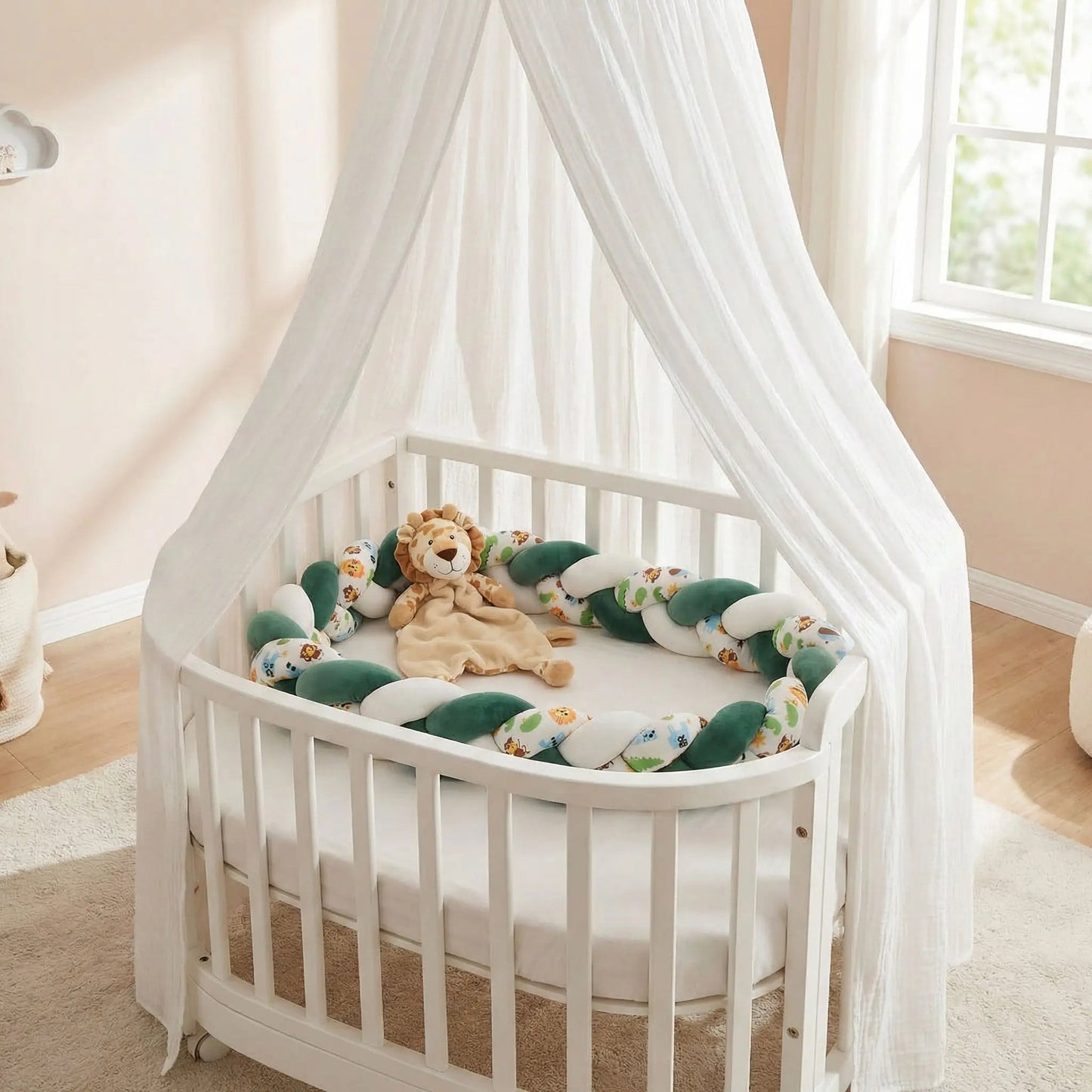 belle chambre de bébé tour de lit tresse avec doudou