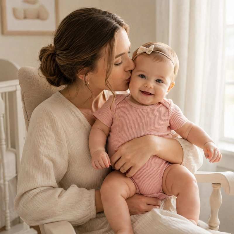 Body bebe fille rose en coton côtelé, à manches courtes, avec col rond et délicat bandeau assorti à nœud.