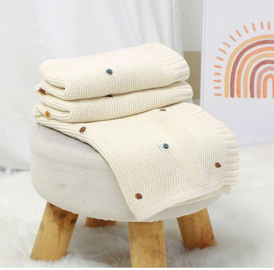 couverture bébé tricot 4 saisons en coton doux blanche