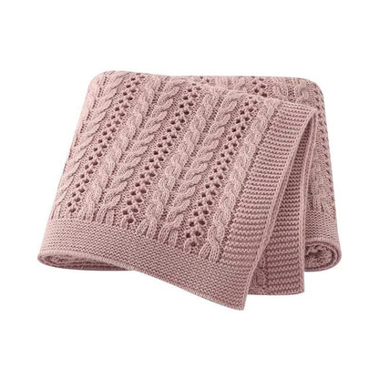couverture bebe tricot rose