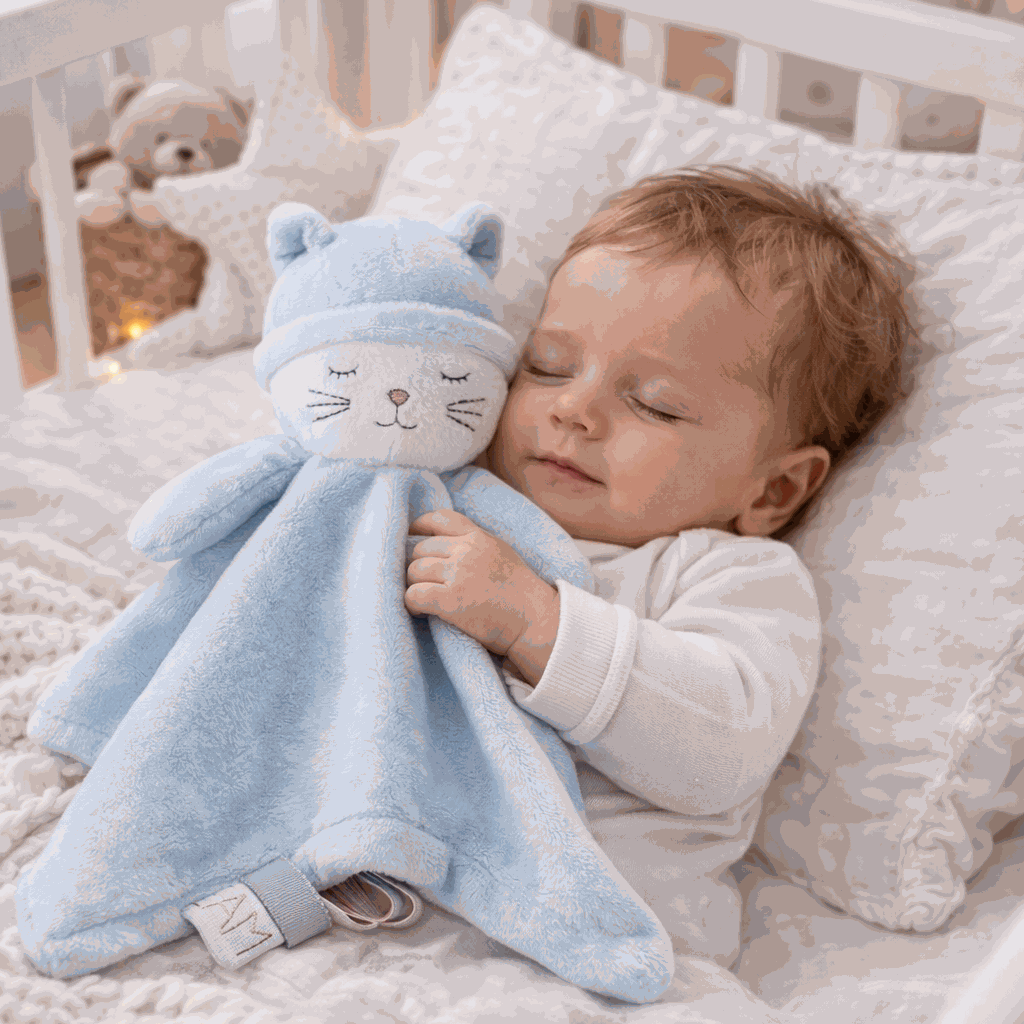 doudou bebe dans les bras de bébé pendant la sieste