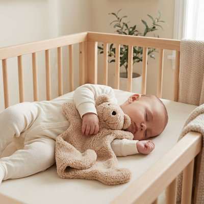 Doudou dnas les brqas de bebe qui dort
