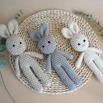 Doudou lapin 3 couleurs differentes