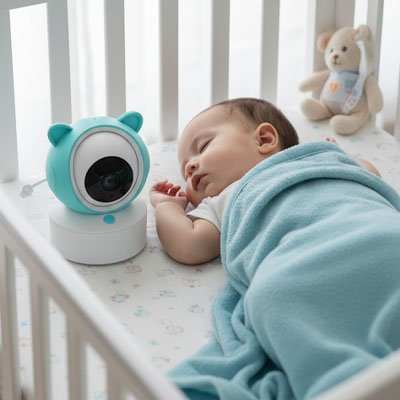 enfant dort a coté de sa camera bébé HD Vision nocturne 
