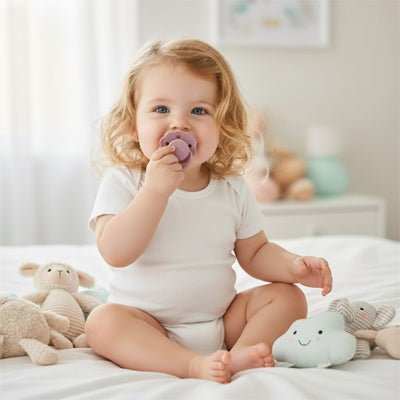 fillette tenant sa tétine bébé physiologique