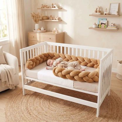 Tour de lit tresse bébé – Garnissage moelleux, design scandinave
