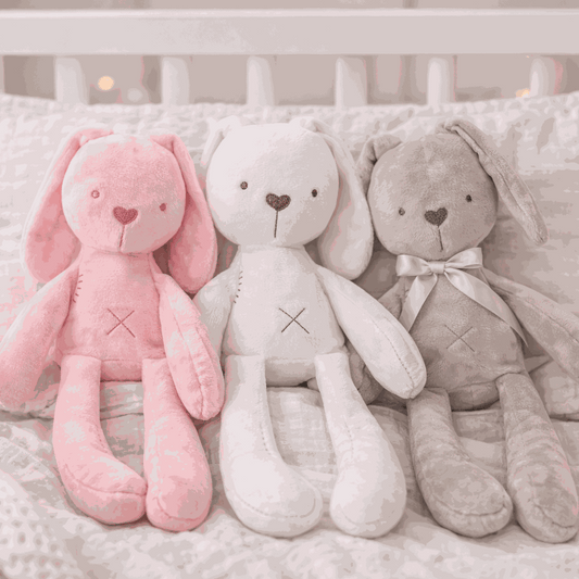 lapin doudou rose blanc gris