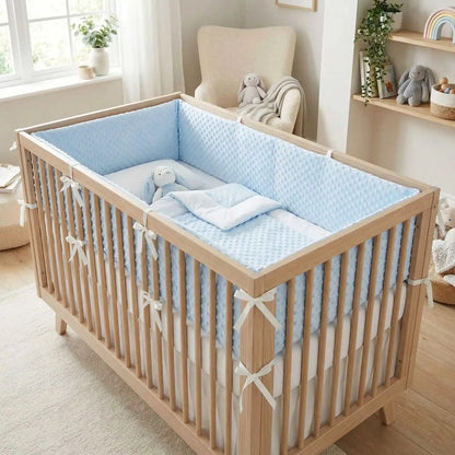 lit bébé décorer avec un tour de lit bebe bleu