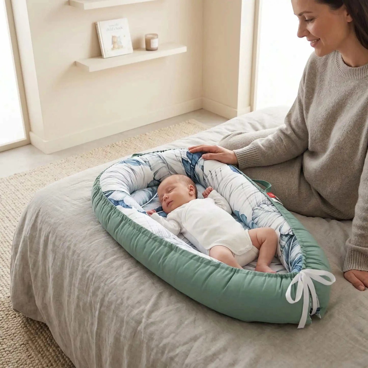 maman a coter de son bébé dans son nid pour bebe