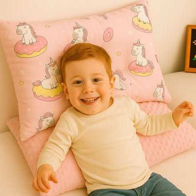 Oreiller enfant ergonomique licorne rose