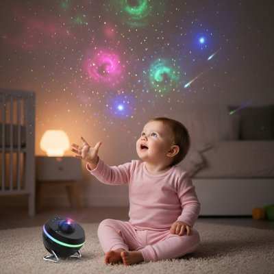 Projecteur enfant planètes et nébuleuses colorées
