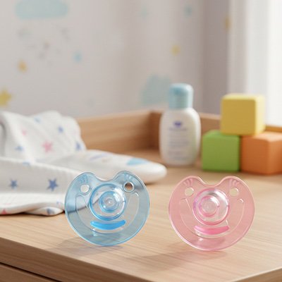 Tétine bébé bleu et rose