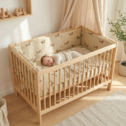 bébé dort paisiblement entourer de tour de lit