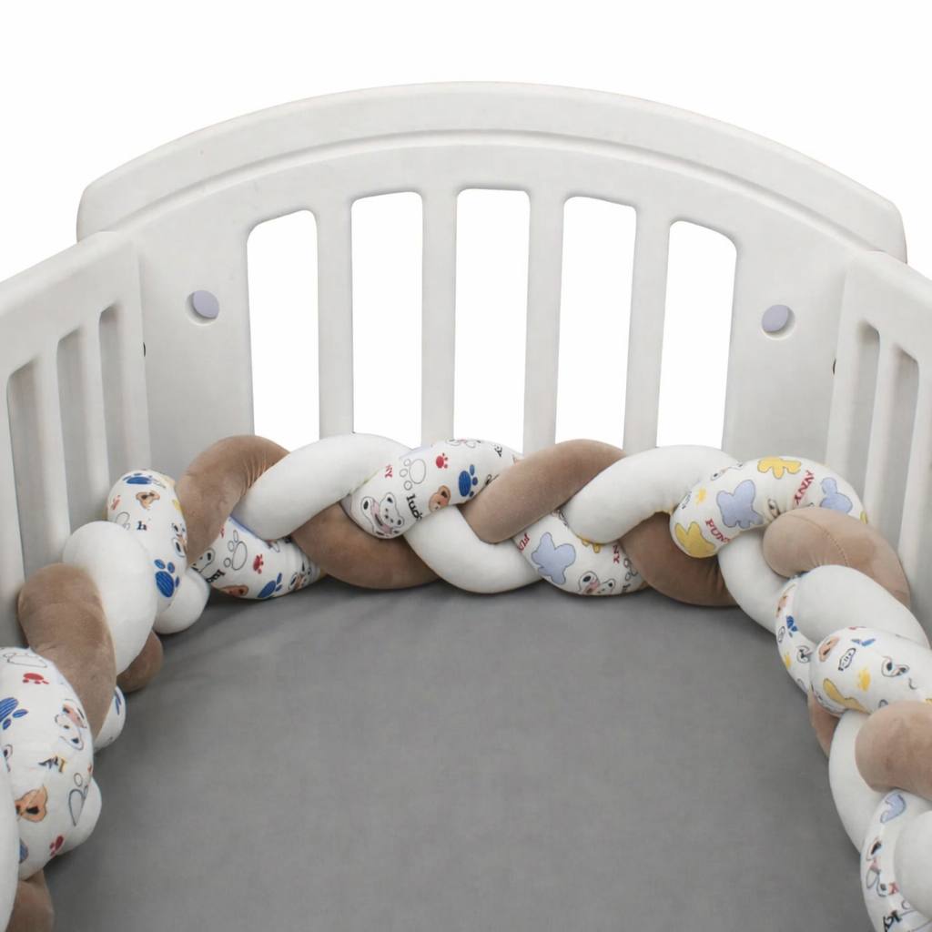 Tour de lit tresse modele imprimer marron