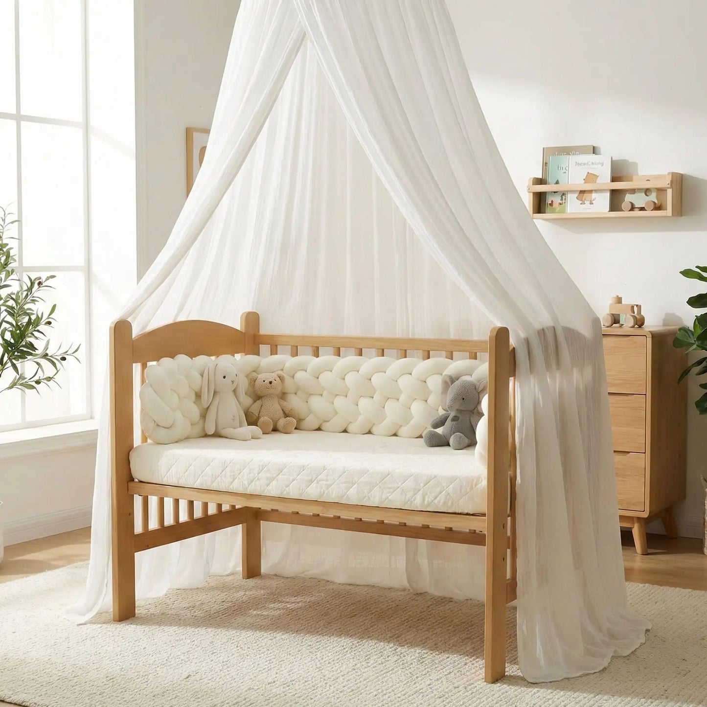 Tour de lit tressé blanche 6brins douceur bien être