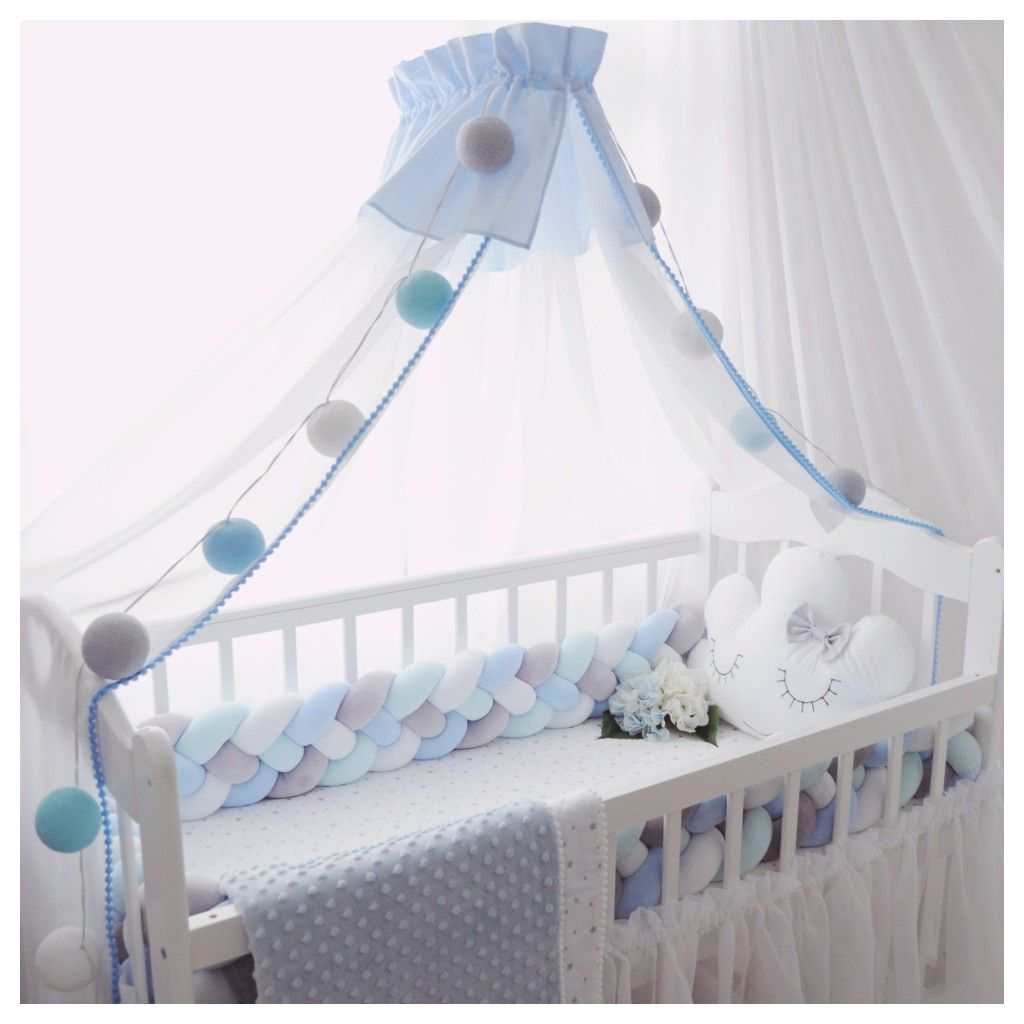 tresse de lit bebe 4brins bleu vert gris