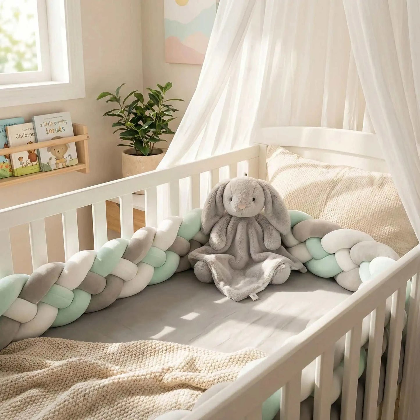 Tresse de lit bébé belle decoration avec un doudou dans le lit