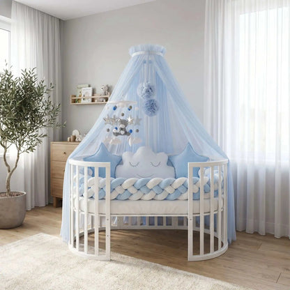 tresse de lit bébé cocon douillet bleu banc