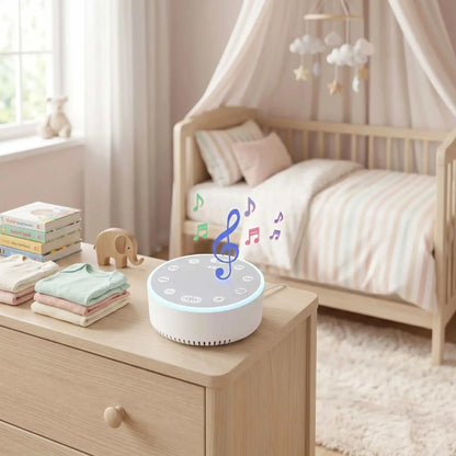 Veilleuse bruit blanc rechargeable pour bébé avec lumière douce et sons apaisants